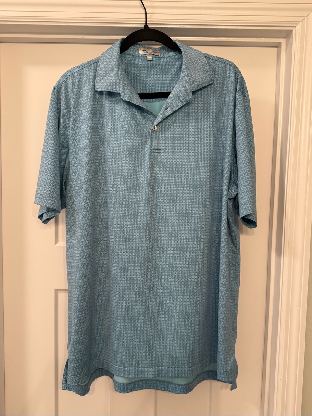 Peter Millar Light Blue Textured Short-Sleeve Polo